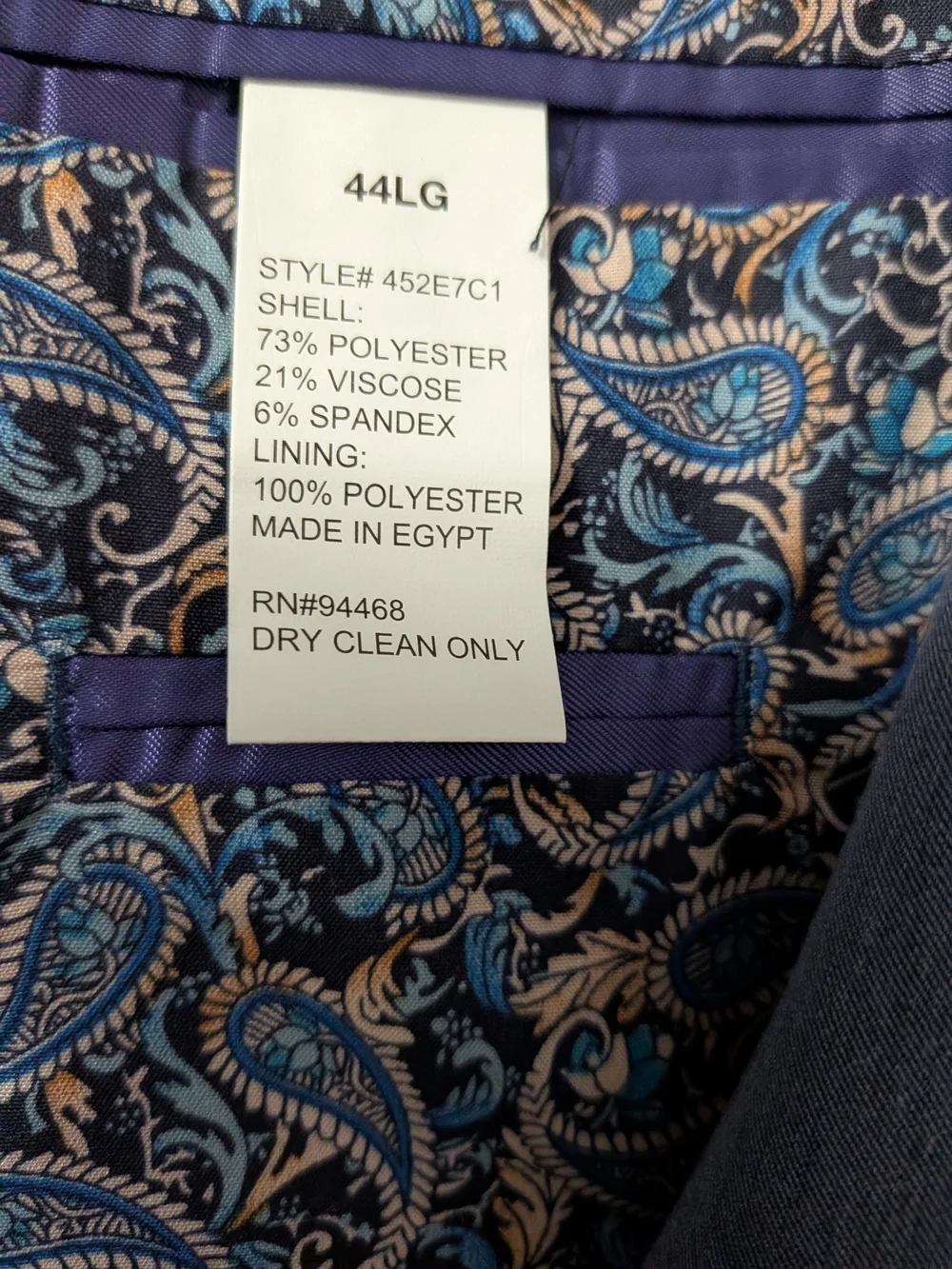 Alan Flusser Men's Navy Sport Coat with Paisley Lining
